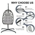 thumbnail image 5 of RADIATA Outdoor Egg Swing Chair with Stand, 350lbs Heavy-Duty Wicker, Comfy Thick Cushion, for Balcony, Patio, Bedroom, Indoor Use, Light Gray, 5 of 8