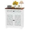 thumbnail image 1 of TOYTEXX Buffet Sideboard Cabinet with Drawer & Patterned Doors for Kitchen or Living Room – White, 1 of 5