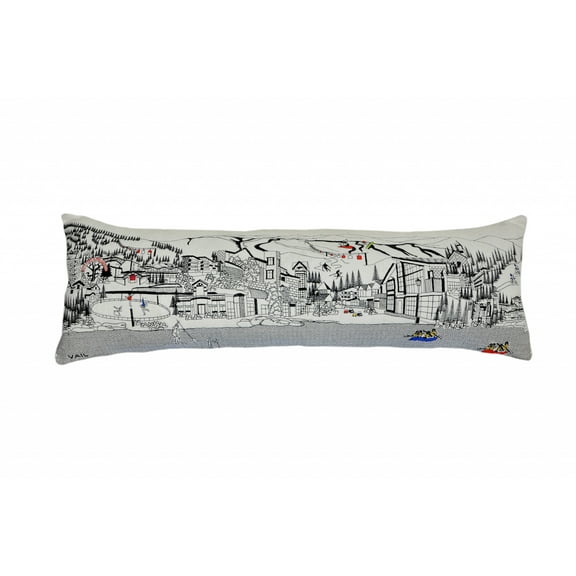 45" White Vail Daylight Skyline Lumbar Decorative Pillow