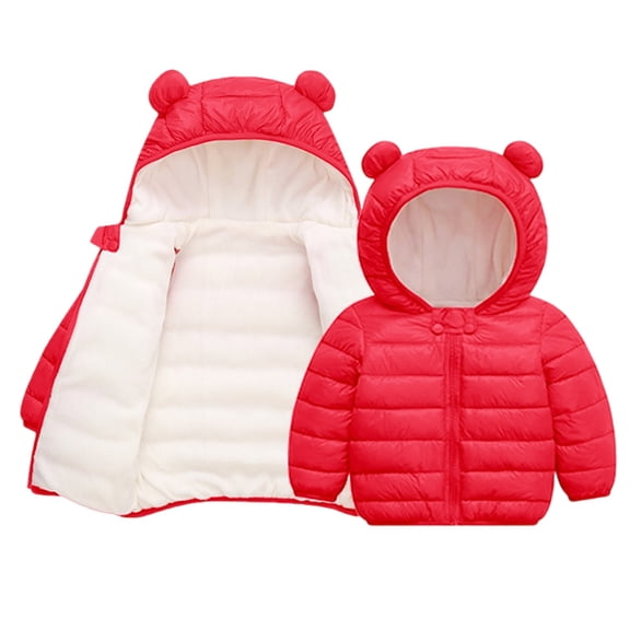 Ruyang Baby Fleece Lined Puffer Jacket Toddler Boys Girls Cute Bear Hooded Coat Winter Padded Warm Zip Up Quilted Outwear