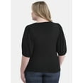 thumbnail image 3 of Terra & Sky Women’s Plus Size Crinkle Knit Top with Short Sleeves, Sizes 0X-5X, 3 of 5
