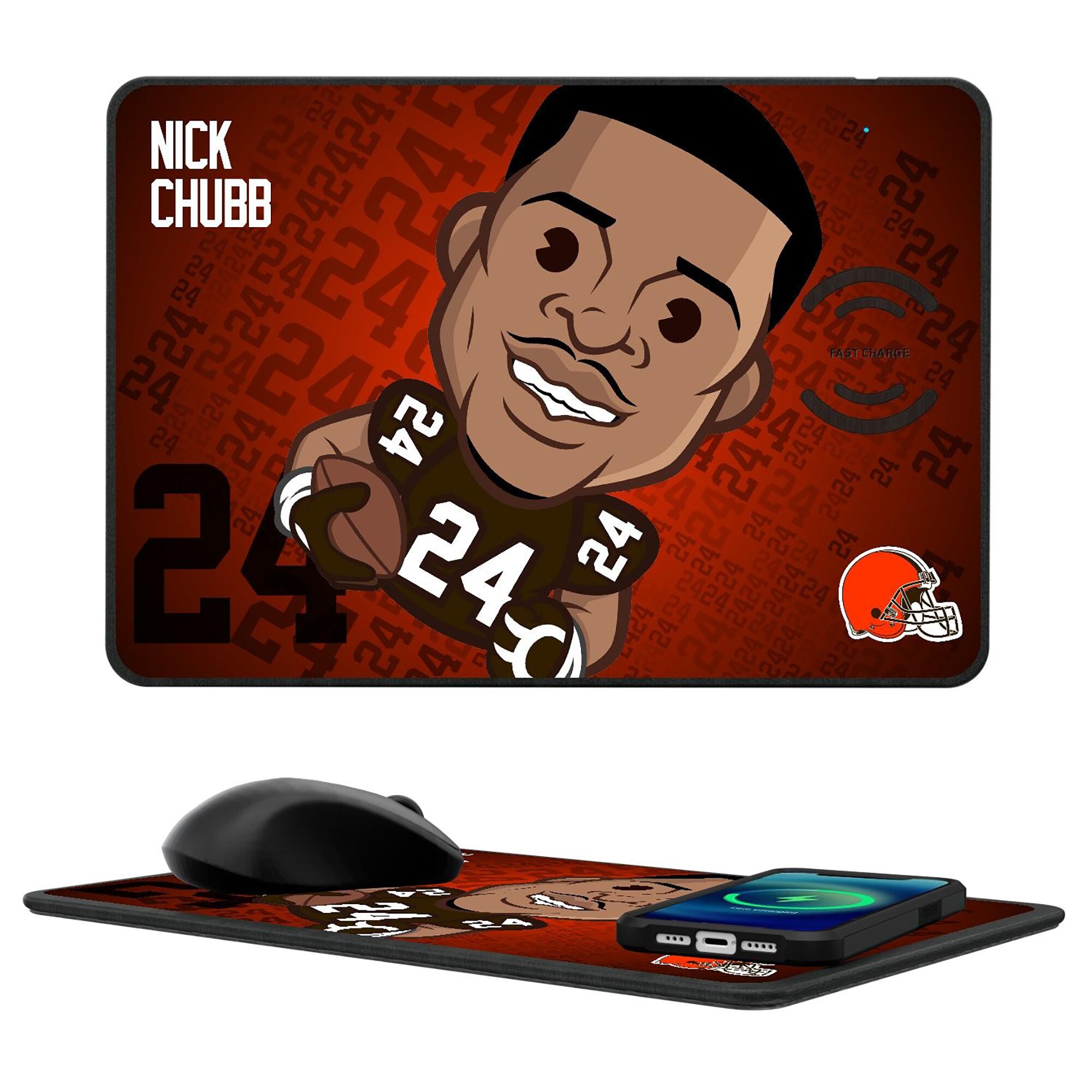 Nick Chubb Cleveland Browns Emoji Design Wireless Charger & Mouse Pad
