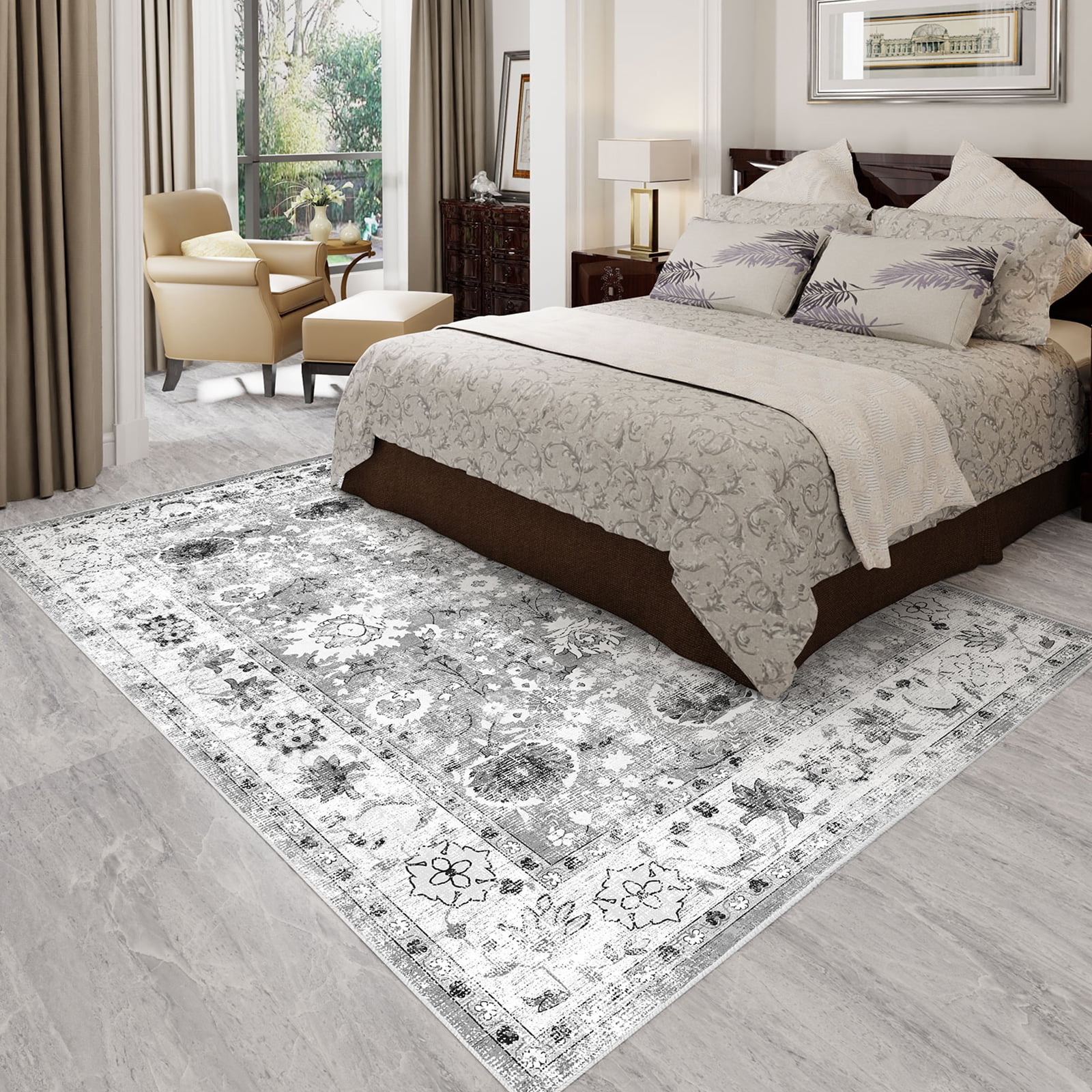 Cozylore 6'x9' Area Rugs for Living Room Modern Rug Soft Low Pile Non Slip Carpet Machine Washable Indoor Rug for Bedroom Dining Room, Gray