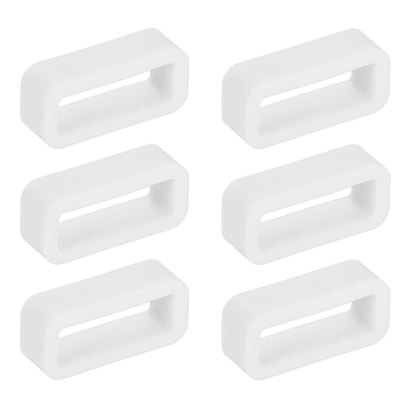 Uxcell 6pcs Watch Band Loops 14mm Silicone Watch Band Keeper Replacement Watch Strap Holder Retainer Wristwatch Strap Fastener Rings, White