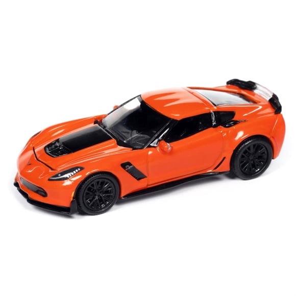 2019 Chevrolet Corvette Z06 Sebring Orange avec Capot Noir Série « Sports Cars » Voiture Miniature Moulée sous Pression 1/64 par Auto World