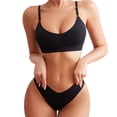 thumbnail image 5 of sunsanly V-Neck Adjustable Spaghetti Straps High Waist Bra Briefs Set Seamless Wireless Yoga Sports Underwear Suit Daily Wear, 5 of 8