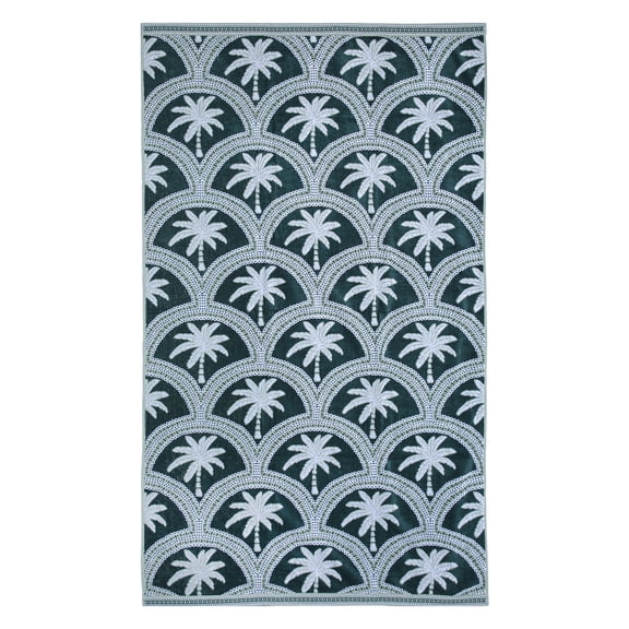 Hometrends Cotton Beach Towel, Scalloped Palm Blue, 1 Piece, 40" x 70"