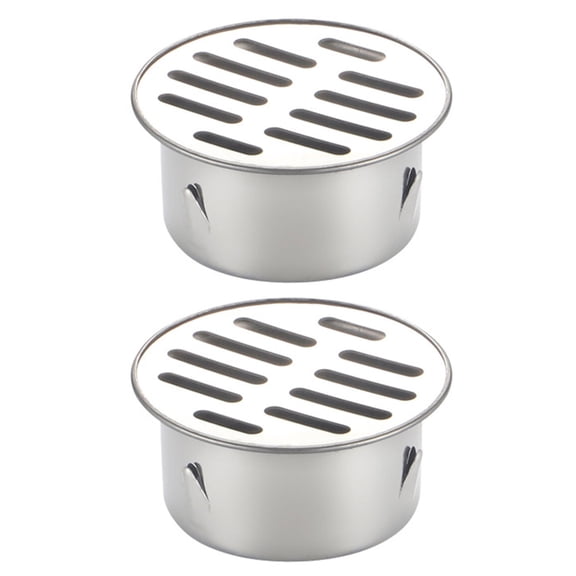 2pcs Sturdy Stainless Steel Round Floor Drain for Shower and Bathroom with Hair Catcher Brush Finish Easy Installion