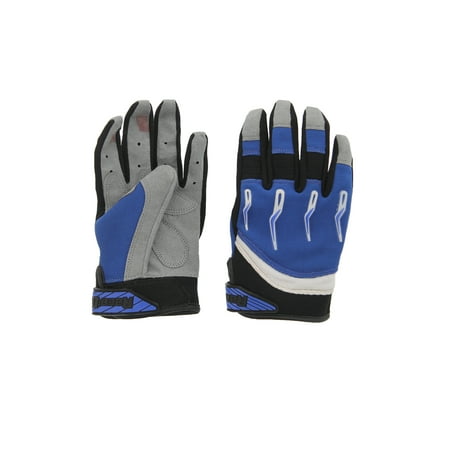 Race-Driven ATV MX Off Road Silicone Fingertip Riding Gloves Blue Youth Medium