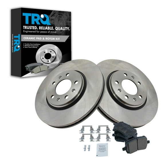 TRQ Front Brake Pad & Rotor Kit Brake Pads Brake Rotor Ceramic Fits Select 2006-2009 Pontiac Solstice 2007-2010 Saturn Sky