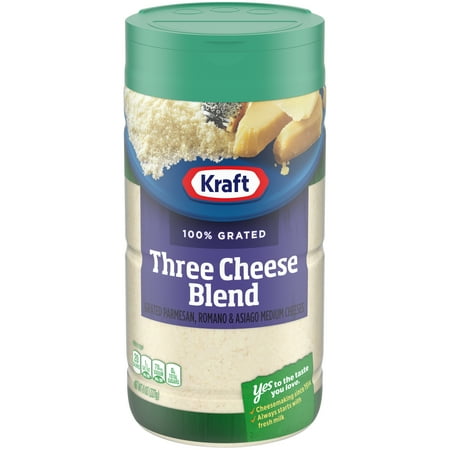 (2 Pack) Kraft 100% Grated Three Cheese Blend Shaker, 8 oz Jar