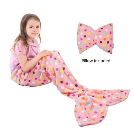 Tail Lycra Bag - Kids Mermaid Tail Blanket, Pillow Cushion,Super Soft Coral Plush Fleece Mermaids Snuggle Sleeping Bag for Girls Teens Children as Gifts 60