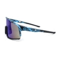 thumbnail image 3 of Manly Modern Camouflage Print Oversize Shield Wrap Plastic Sunglasses Blue - Blue Mirror, 3 of 4