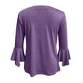 thumbnail image 6 of Teissuly Women's Casual Trumpet 3/4 Sleeve Buttoned Basic Ruched Tops Pleated T-shirts Blouses, 6 of 7