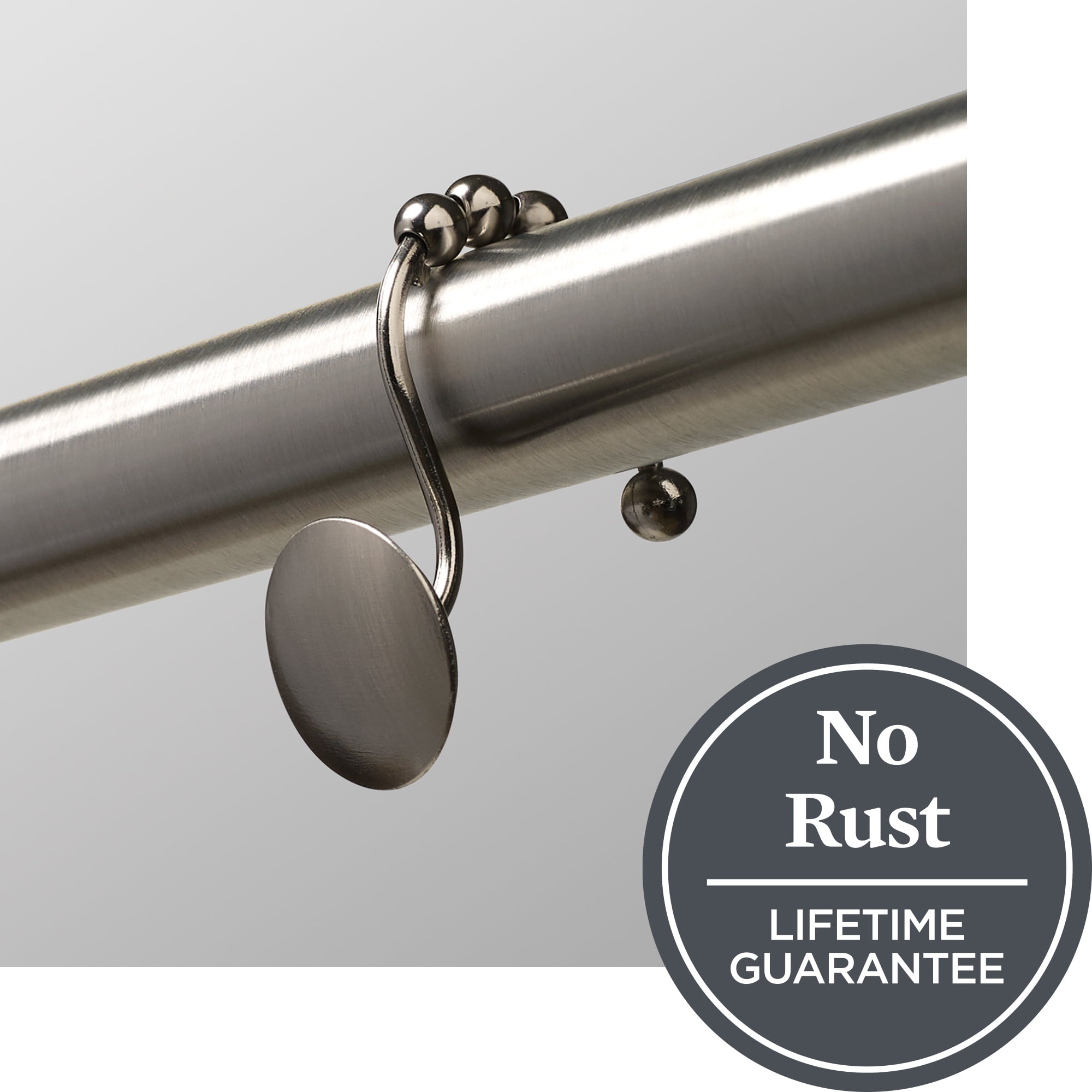 Better Homes & Gardens Easy Glide Brushed Nickel Rustproof Aluminum Decorative Button Shower Curtain Hooks (12 Count)