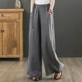 thumbnail image 4 of REALiKUN Womens Straight Leg Pull on Pants Cotton Linen Trousers Palazzo Lounge Pants Slacks Summer Casual Comfy Loose Pants, 4 of 4