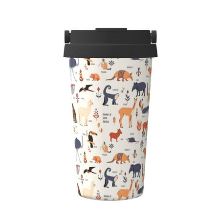 

Tebeau South American Animals Print Travel Coffee Mug Insulated Coffee Cup with Leakproof Lid Coffee Tumbler Reusable Coffee Cups with Seal Lid