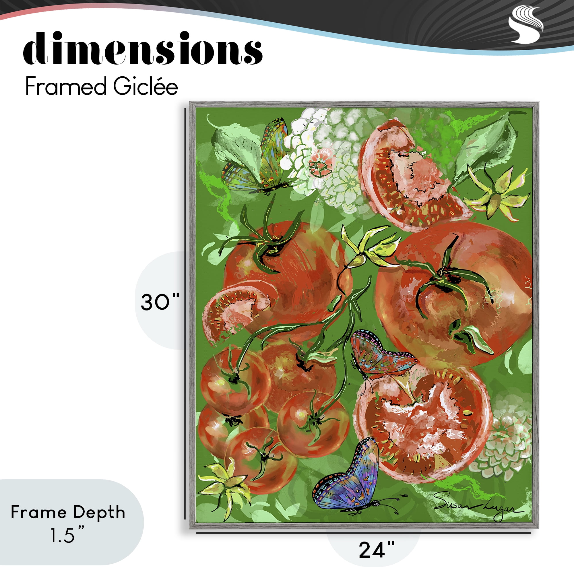 Stupell Industries Tomatoes Swirl Collage Gray Framed Giclee Art, design by Susan Lugar