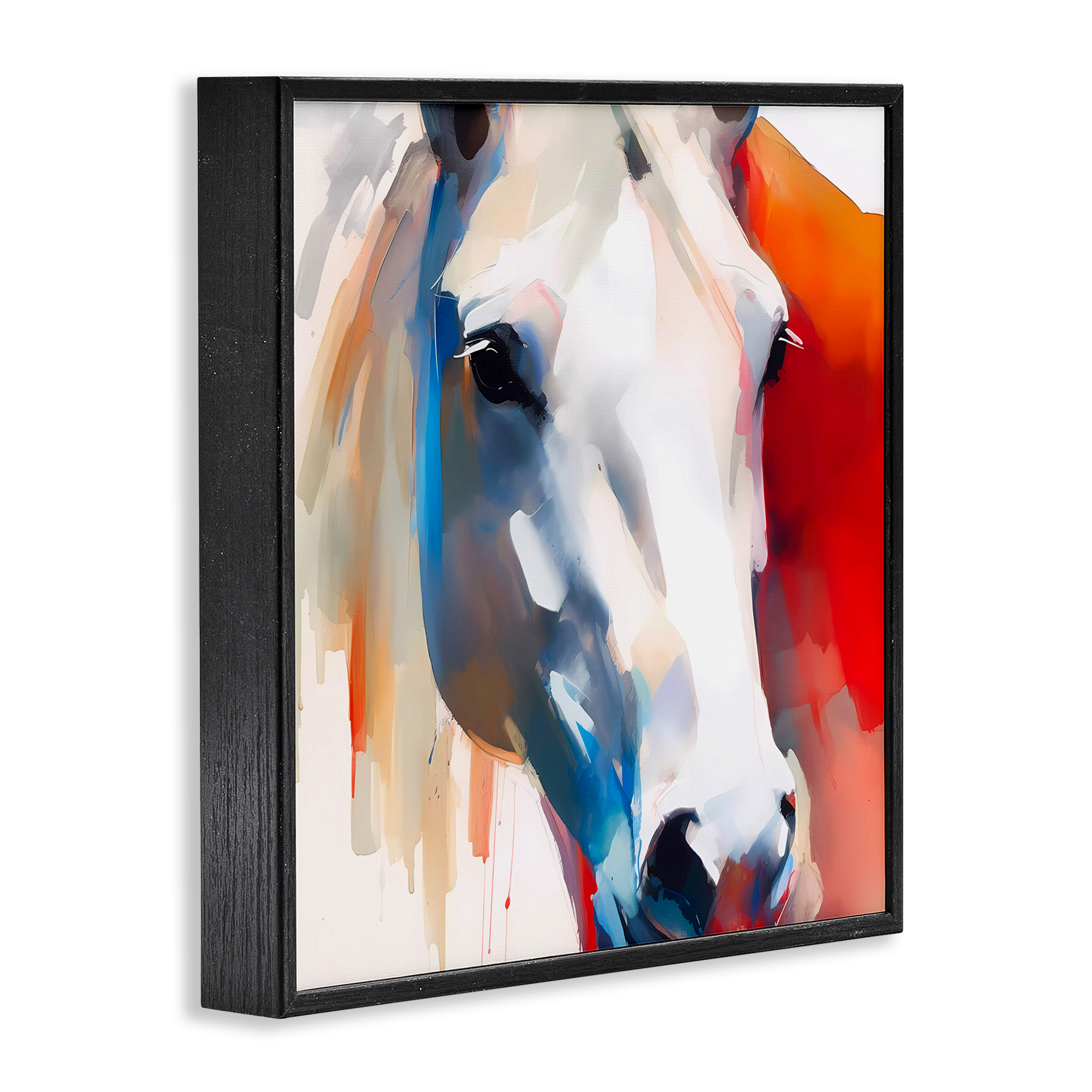 Stupell Industries Horse Close Up Face Animals & Insects Painting Black Framed Art Print Wall Art, 12 x 12