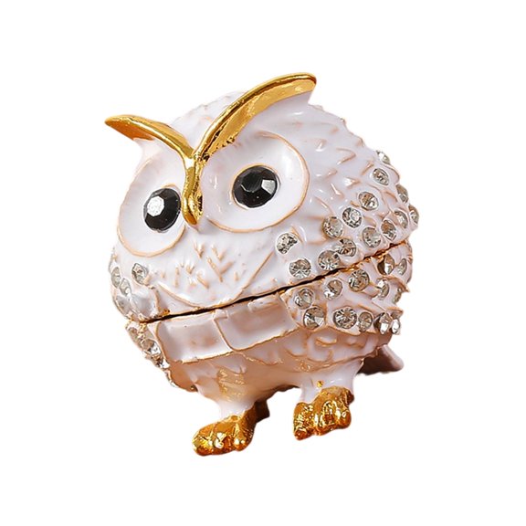 Embellished Owl Design Alloy Jewelry Storage Box with Lockable Compartments for Rings & Necklaces Display