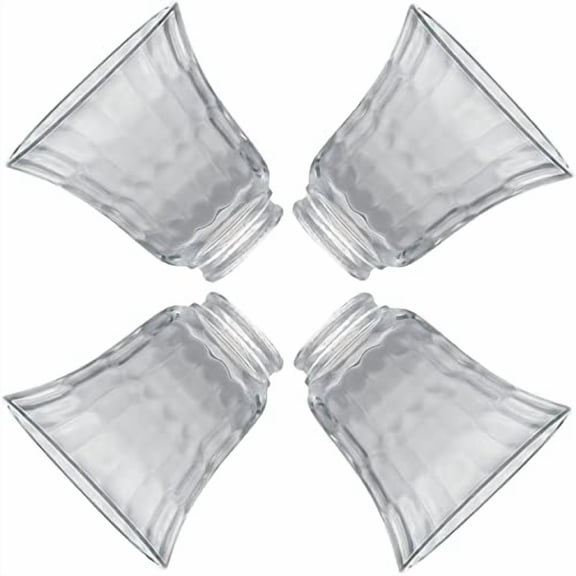 Premium Ceiling Fan Light Covers, Hammered Style Bell Glass Shade, Lighting Replacement Glass Shade Standard 2-1/8" Fitter Size, Perfect Ceiling Fan Replacement Glass Accessories, Set of 4