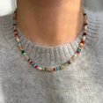 thumbnail image 6 of Colorful Beaded Necklace for Women Gemstone Neckelaces Natural Stone Freshwater Pearl Necklace Colorful Rainbow Boho Bead Choker Necklace Charm Jewelry, 6 of 7