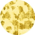 thumbnail image 1 of Ahgly Company Machine Washable Indoor Round Oriental Yellow Modern Area Rugs, 3' Round, 1 of 4