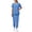 Light Blue, variant on Womens Scrub Sets 2 Pieces V-Neck Short Sleeve Stretch Tops and Loose Long Pants Nurse Uniform Caregiver Doctor Workwear Black