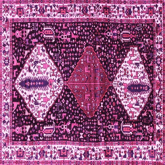Ahgly Company Indoor Square Persian Pink Traditional Area Rugs, 8' Square