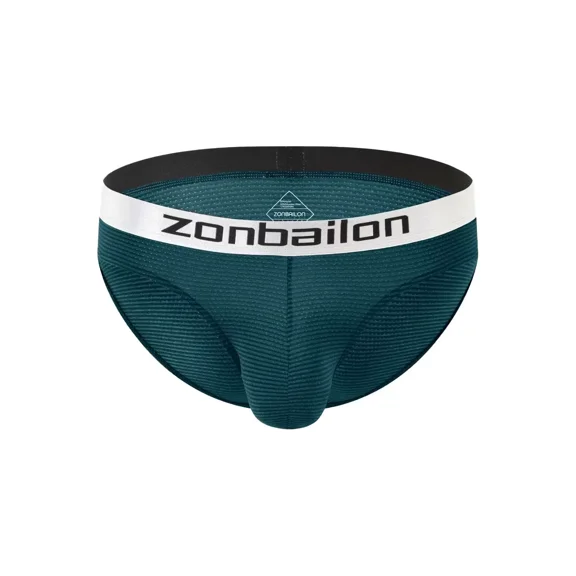 TANBOM Men's Bulge Enhancing Triangle Thong Nylon Underwear Green L 1-Pack
