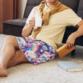 thumbnail image 5 of Rateoe Skull rainbow color space Print Men's Lounge Shorts – Soft & Breathable Pajama Bottoms with Pockets, Elastic Waistband, Lightweight Sleepwear for Nightwear & Loungewear-4X-Large, 5 of 6
