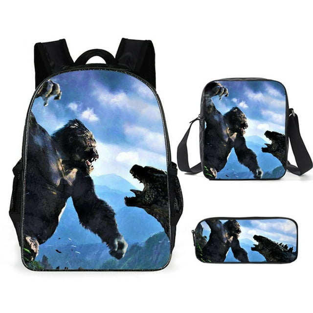 Set de mochilas escolares Kings Kongs vs Godzillas Kids de nylon