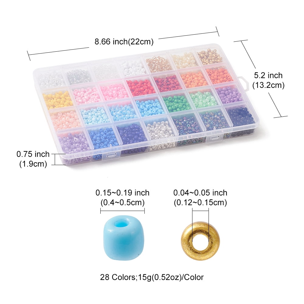 1Box 420G 28 Style 6/0 Glass Seed Round Beads Baking Paint & Inside Colours & Opaque & Ceylon Mixed Color 4~5x3~5mm Hole: 1.2~1.5mm 15g/style