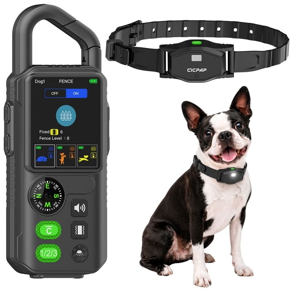 Wireless Dog Fence & Training Collar – CICPAP Waterproof Electric Fence System with Remote, Pet Containment, Adjustable Range 33–3300ft, Safe Shock/Vibration/Beep Modes