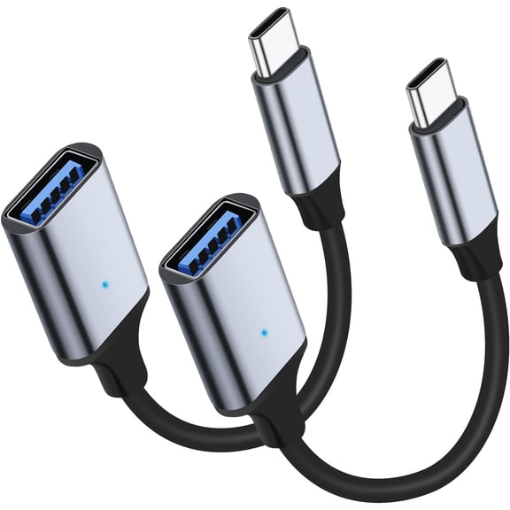 USB C to USB 3.0 Adapter [2 Pack], Type C Male to USB Female OTG Cable Thunderbolt3 to USB Adapter Compatible for iPhone 16 Pro Max/16 Plus/16/15 iPad MacBook Pro/Air Samsung Galaxy S24/S23/S22/S21