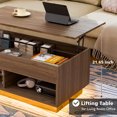 thumbnail image 6 of Hommpa LED Coffee Table and TV Stand Set, Modern Entertainment Center for up to 70" TVs, Lift Top Coffee Table with Hidden Compartment, Walnut Finish, 6 of 12