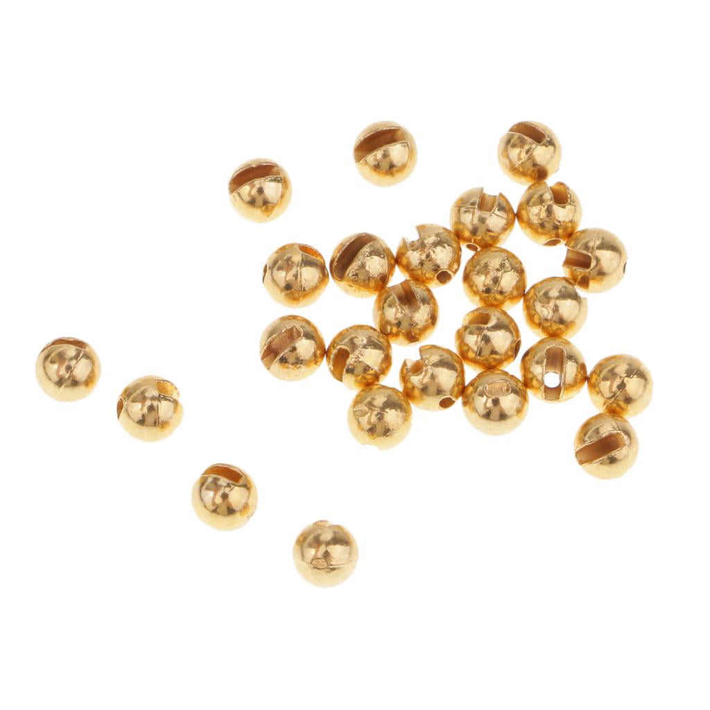 50 Pieces Fishing Tackle 4.0mm Nymph Head Ball Beads Fly Tying Slotted Tungsten Ball Beads 