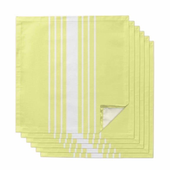 Yellow White Stripe Cloth Napkins, Modern Rustic Vertical Striped Washable and Reusable Dinner Napkins Set of 6, Table Napkin for Kitchen Party Birthday Wedding Hotel Housewarming 20"x20"