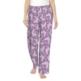 thumbnail image 2 of Picia Purple Butterflies Floral Womens Soft Woven Cotton Elastic Waistband Sleep Pajama Pant Lounge Sleep Pant With Pockets And Drawstring-X-Large, 2 of 9