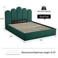 thumbnail image 5 of Upholstered Bed Frame with Palm-Shape Headboard, 750N Hydraulic Lift Storage Bed with Soft Velvet Fabric, 14 Wooden Slats, 8.26" Under-Bed Storage Space, Noise-Free Design, Available in, Green, Full, 5 of 7