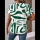 thumbnail image 5 of Blusa de Verano para Mujer, Estilo Túnica Informal, Elegante, con Cuello Asimétrico, Corta y Botones, Color Verde XXL, 5 of 10