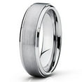 thumbnail image 2 of 6mm Brushed Silver Tungsten Carbide Wedding Band Stepped Edge Polished Mens Womens Ring 9.5, 2 of 4