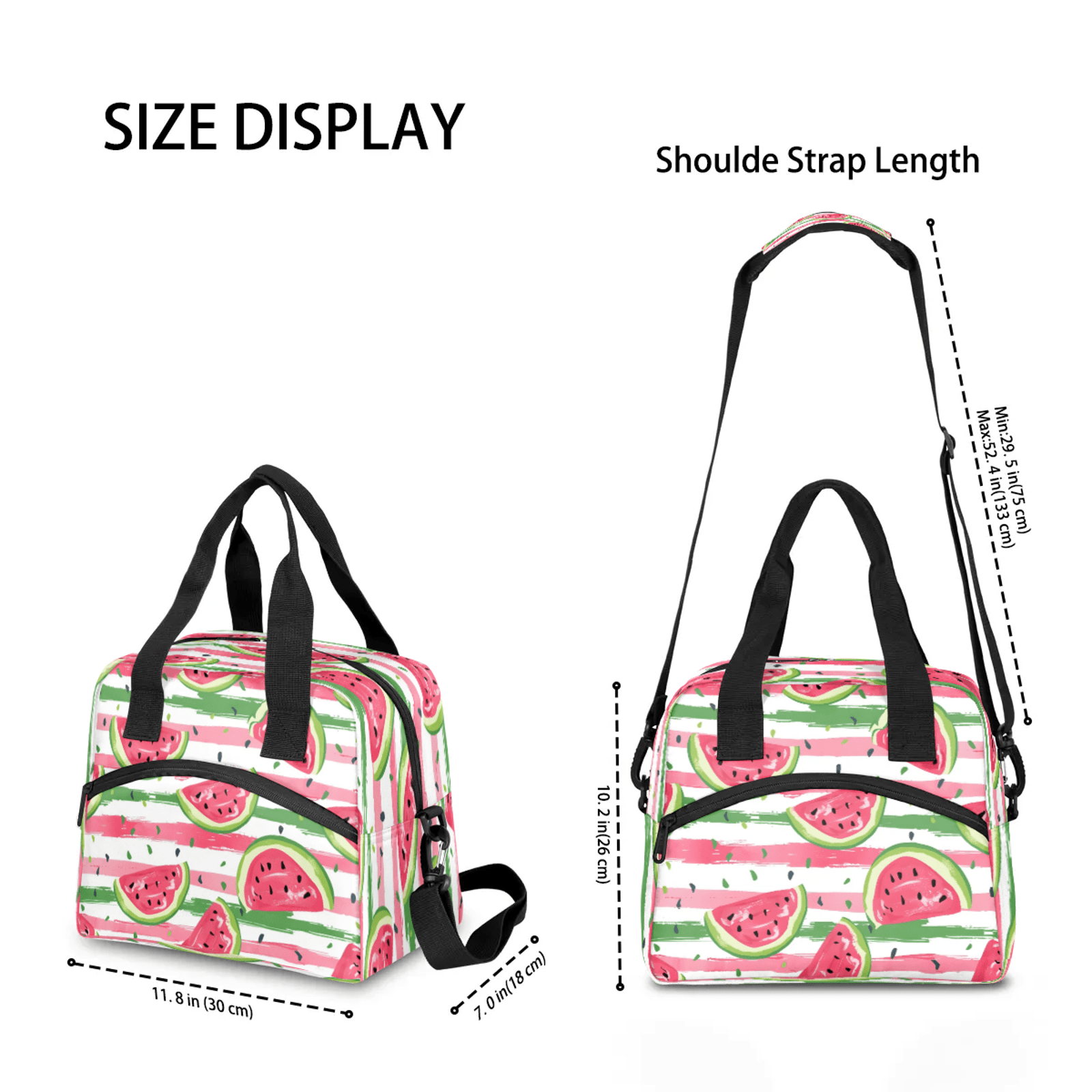Herdesigns Watermelon Insulated Lunch Bag for Women Men Adult, Reusable Insulated Cooler Lunch Box Lunch Tote Bag for Work Picnic Beach