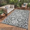 thumbnail image 3 of EastVita 9 x 18 ft(actual size) Plastic Gray White Rectangular Beach Front Porches Patio Picnic RV Camping Garage Flower Persian Area Rug, 3 of 10