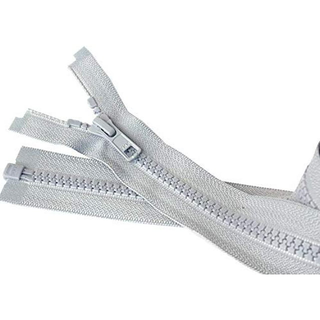 YKK 5 Molded Vislon Rail Grey Medium Weight Jacket Separating Zipper Choose Your Length