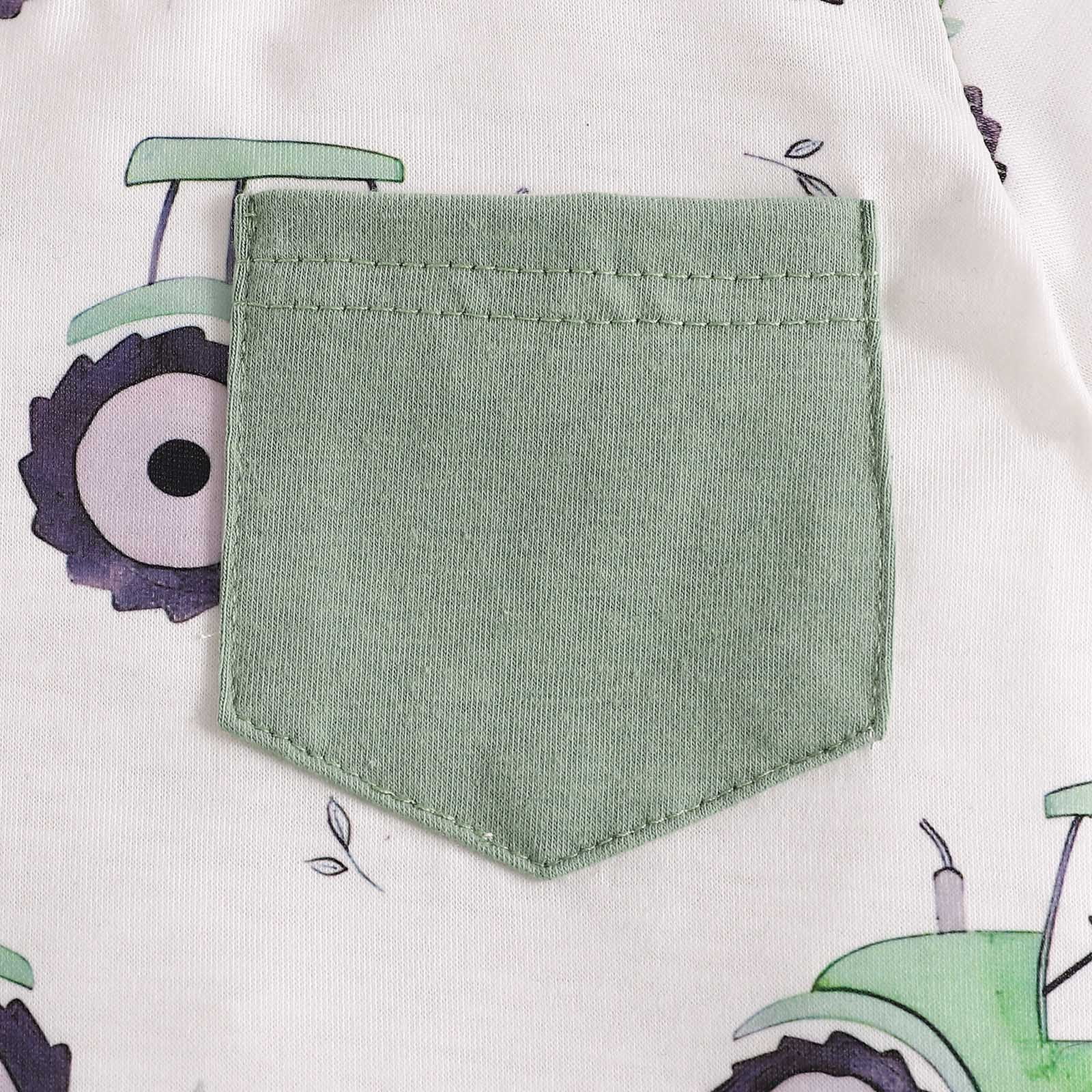 Sngxgn Baby Toddler Boy Clothes Summer Outfits 6 12 18 24 Months Patchwork Short Sleeve T Shirt & Shorts Sets with Pockets(Green,18-24 M)