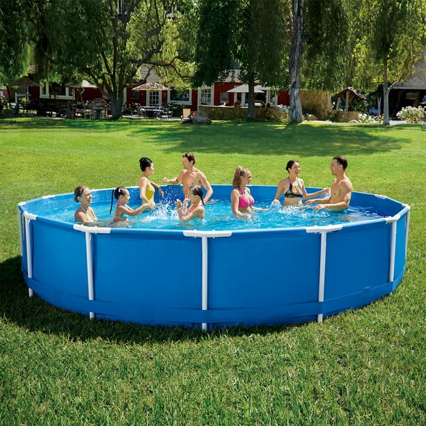 Summer Waves 15 ft Round Active Frame Above Ground Pool, Blue, Ages 6 and  Up, Unisex 
