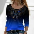 thumbnail image 2 of IROINNID Discount Ladies Long Sleeve T Shirts Lounge Printing Round Neck Loose T-Shirt Autumn Blouse Pullover Tops,Blue, 2 of 5