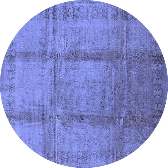 Ahgly Company Indoor Round Oriental Blue Traditional Area Rugs, 4' Round