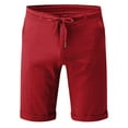 thumbnail image 3 of Men's Summer Casual and Nylon Shorts Mens Fashionable Solid Patchwork Cotton Mens Jogging Shorts and Linen ShortsRed (2PACK), 3 of 5